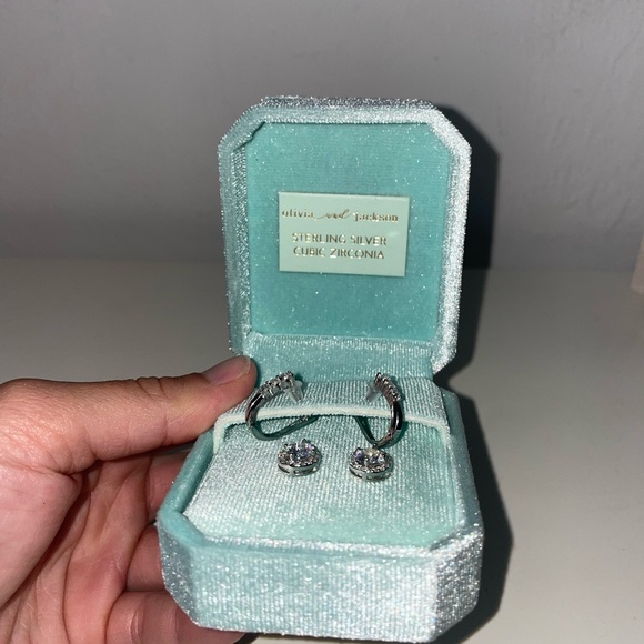 Sterling Silver Cubic Zirconia Hoop Earrings and Stud Earrings - Picture 7 of 7